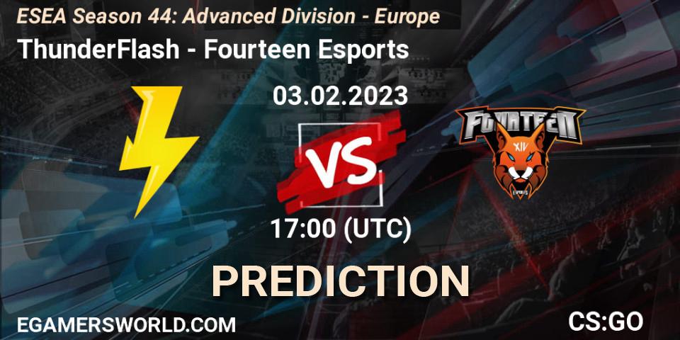Prognoza ThunderFlash - Fourteen Esports. 03.02.23, CS2 (CS:GO), ESEA Season 44: Advanced Division - Europe