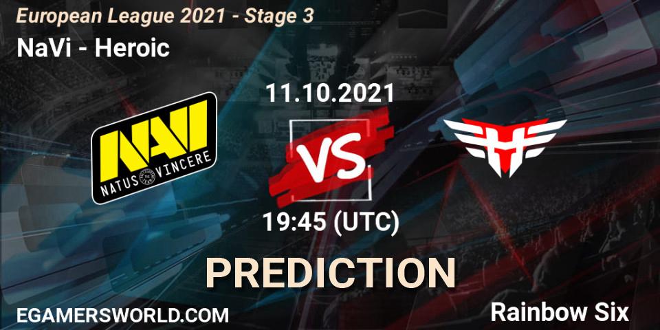 Prognoza NaVi - Heroic. 11.10.2021 at 19:45, Rainbow Six, European League 2021 - Stage 3