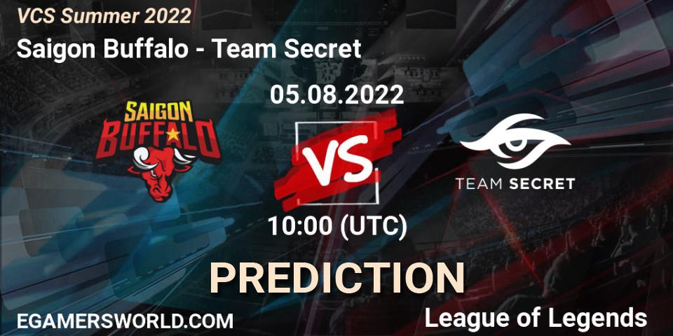 Prognoza Saigon Buffalo - Team Secret. 05.08.2022 at 10:00, LoL, VCS Summer 2022