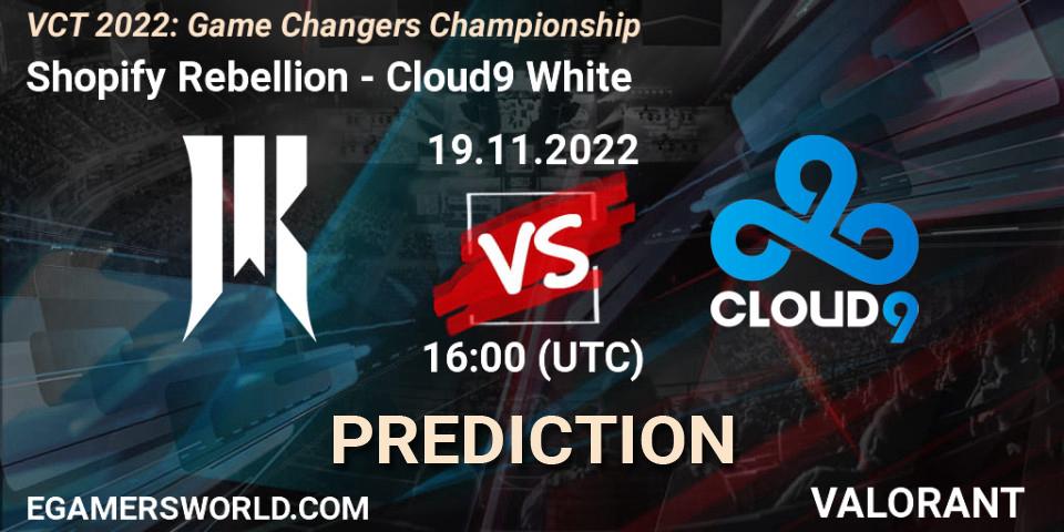 Prognoza Shopify Rebellion - Cloud9 White. 19.11.2022 at 15:15, VALORANT, VCT 2022: Game Changers Championship