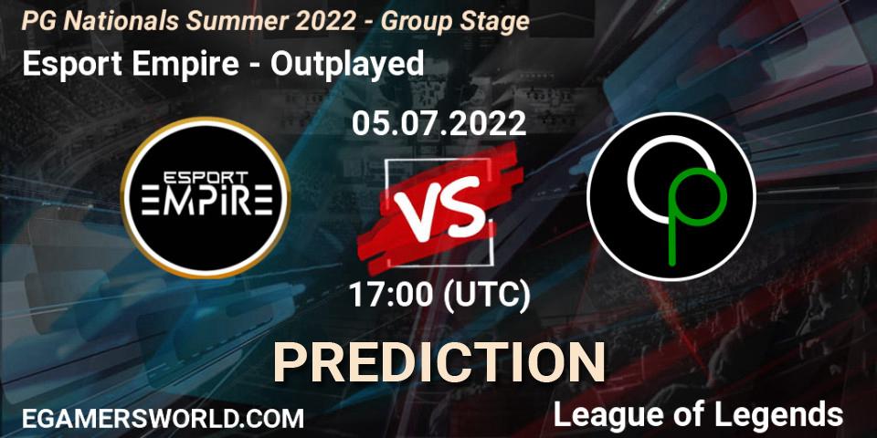 Prognoza Esport Empire - Outplayed. 05.07.2022 at 18:00, LoL, PG Nationals Summer 2022 - Group Stage