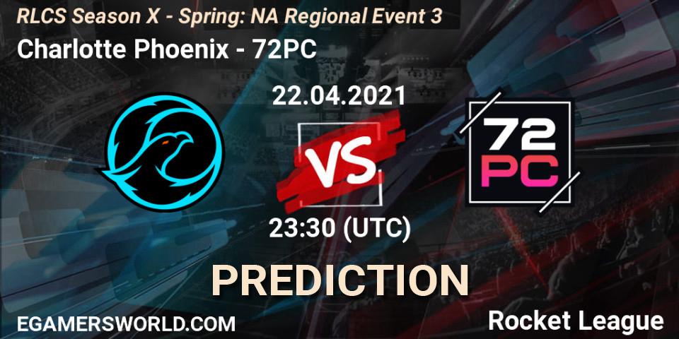 Prognoza Charlotte Phoenix - 72PC. 22.04.2021 at 23:30, Rocket League, RLCS Season X - Spring: NA Regional Event 3