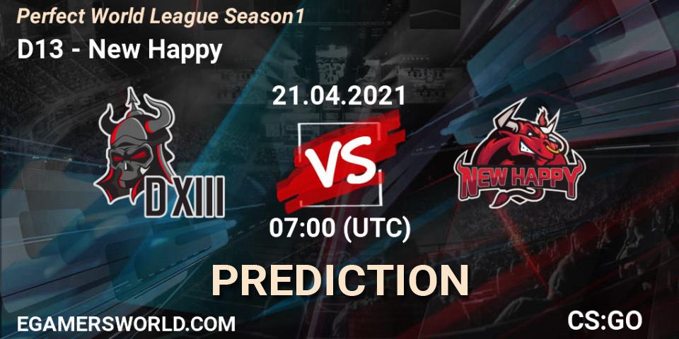 Prognoza D13 - New Happy. 21.04.2021 at 07:00, Counter-Strike (CS2), Perfect World League Season 1