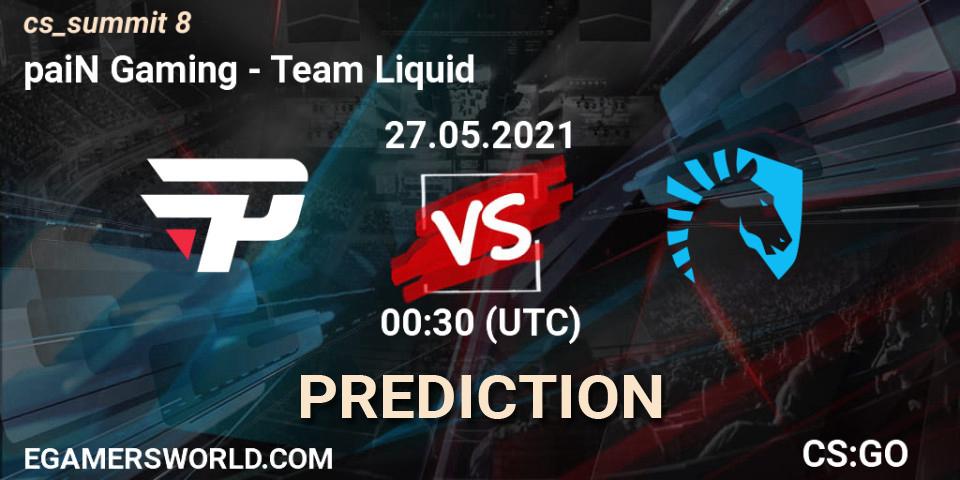 Prognoza paiN Gaming - Team Liquid. 27.05.2021 at 01:10, Counter-Strike (CS2), cs_summit 8