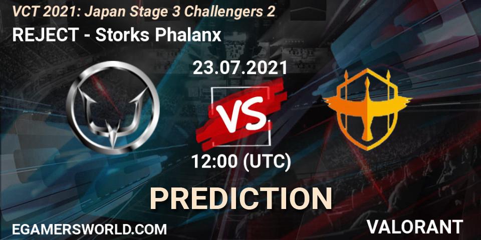 Prognoza REJECT - Storks Phalanx. 23.07.2021 at 12:00, VALORANT, VCT 2021: Japan Stage 3 Challengers 2