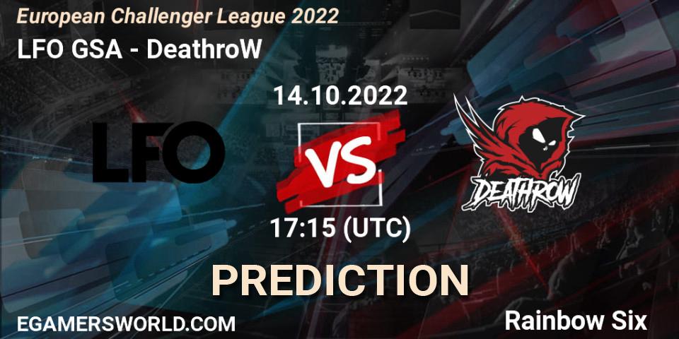 Prognoza LFO GSA - DeathroW. 14.10.2022 at 17:15, Rainbow Six, European Challenger League 2022