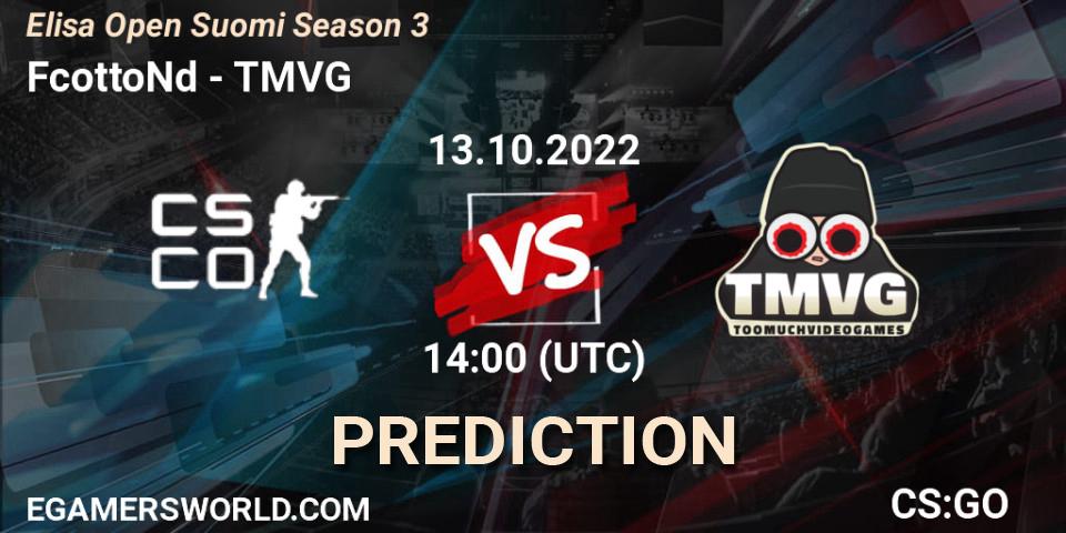 Prognoza FcottoNd - TMVG. 13.10.2022 at 14:00, Counter-Strike (CS2), Elisa Open Suomi Season 3