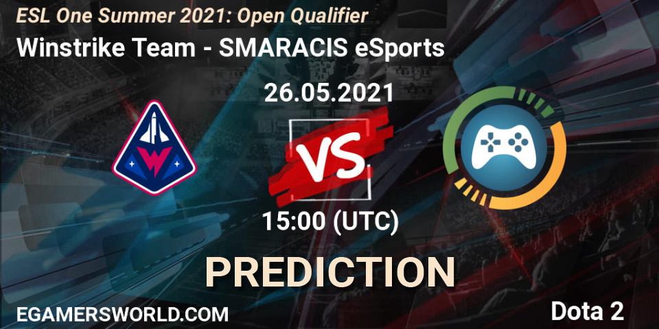 Prognoza Winstrike Team - SMARACIS eSports. 26.05.2021 at 15:06, Dota 2, ESL One Summer 2021: Open Qualifier