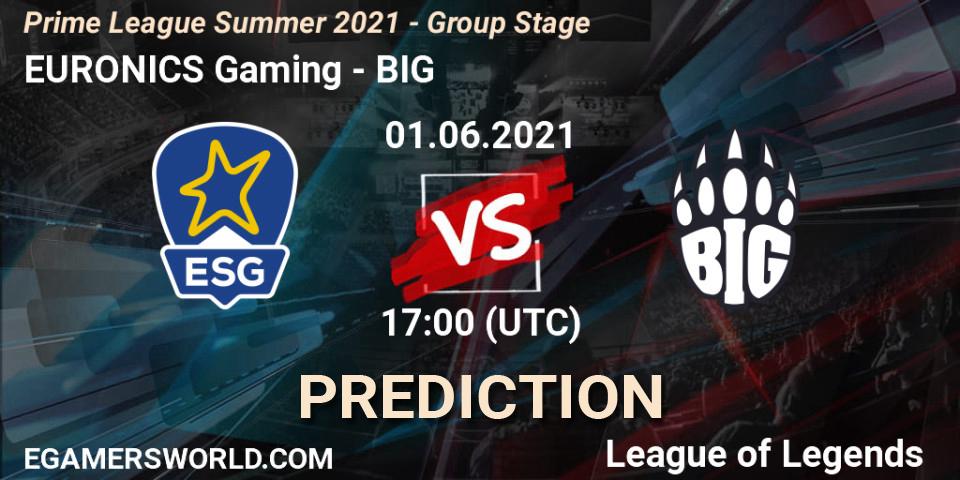 Prognoza EURONICS Gaming - BIG. 01.06.2021 at 16:00, LoL, Prime League Summer 2021 - Group Stage