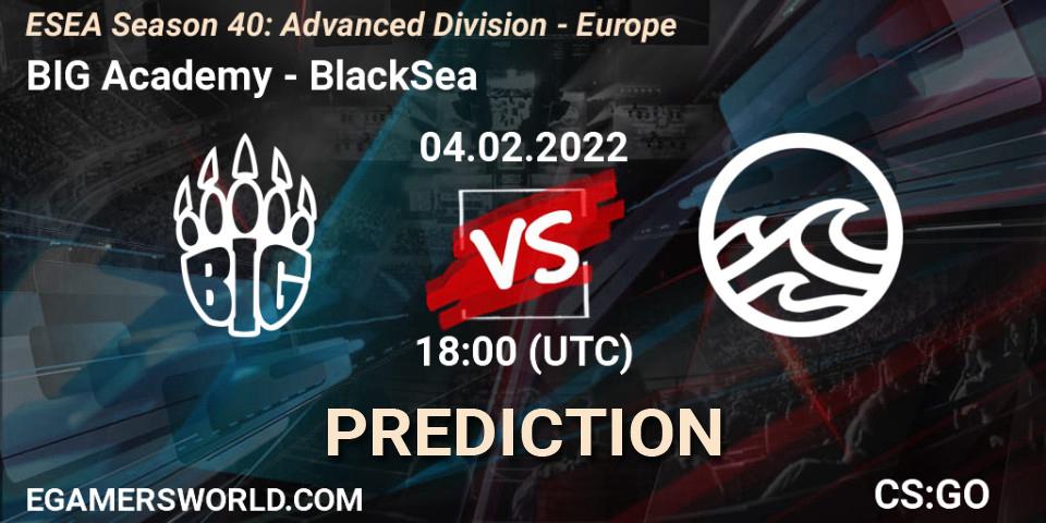 Prognoza BIG Academy - BlackSea. 04.02.2022 at 18:00, Counter-Strike (CS2), ESEA Season 40: Advanced Division - Europe