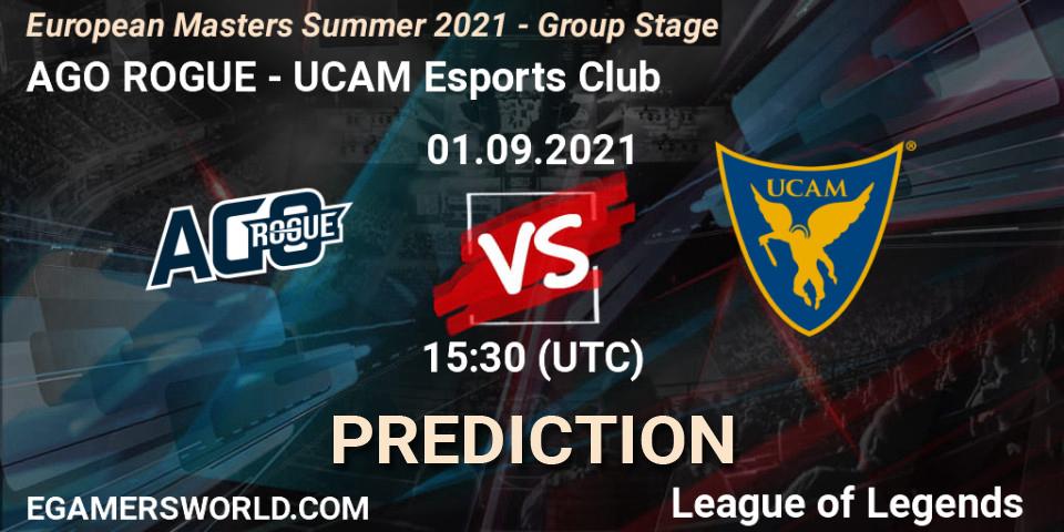 Prognoza AGO ROGUE - UCAM Esports Club. 01.09.2021 at 15:30, LoL, European Masters Summer 2021 - Group Stage