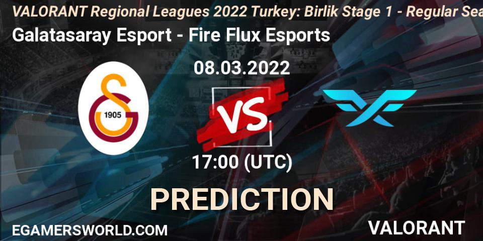Prognoza Galatasaray Esport - Fire Flux Esports. 08.03.2022 at 17:45, VALORANT, VALORANT Regional Leagues 2022 Turkey: Birlik Stage 1 - Regular Season