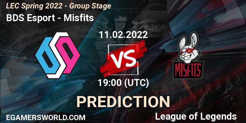 Prognoza BDS Esport - Misfits. 11.02.2022 at 17:00, LoL, LEC Spring 2022 - Group Stage