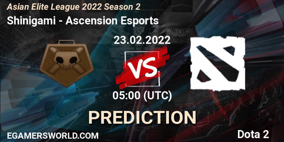 Prognoza Shinigami - Ascension Esports. 23.02.2022 at 04:58, Dota 2, Asian Elite League 2022 Season 2