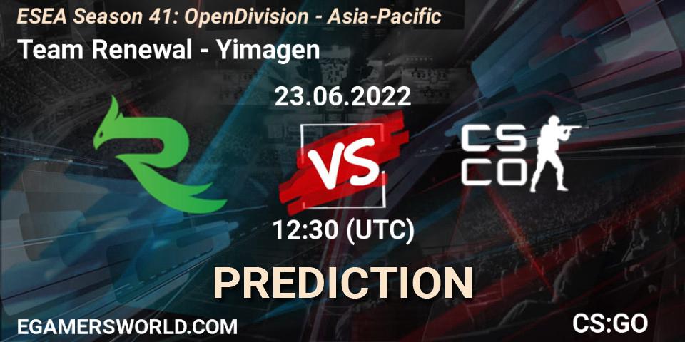 Prognoza Team Renewal - Yimagen. 23.06.2022 at 12:30, Counter-Strike (CS2), ESEA Season 41: Open Division - Asia-Pacific