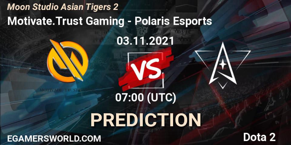 Prognoza Motivate.Trust Gaming - Polaris Esports. 03.11.2021 at 07:15, Dota 2, Moon Studio Asian Tigers 2