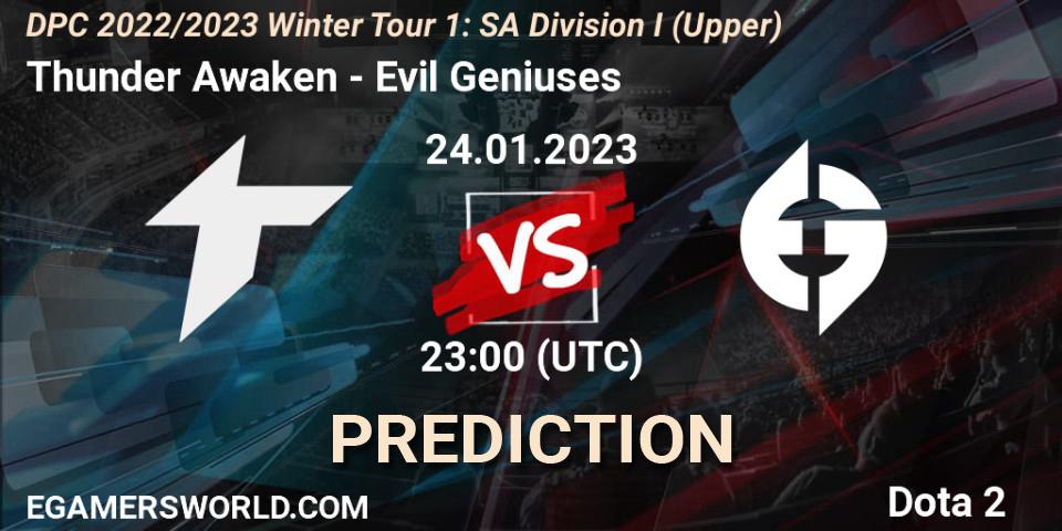 Prognoza Thunder Awaken - Evil Geniuses. 24.01.2023 at 20:30, Dota 2, DPC 2022/2023 Winter Tour 1: SA Division I (Upper) 