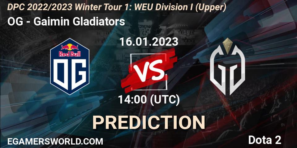 Prognoza OG - Gaimin Gladiators. 16.01.2023 at 13:57, Dota 2, DPC 2022/2023 Winter Tour 1: WEU Division I (Upper)