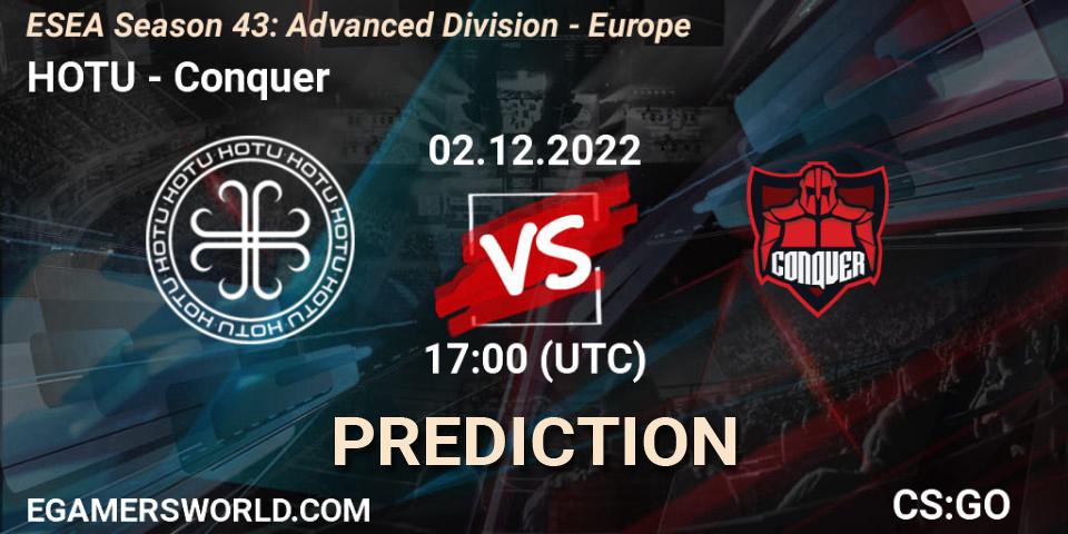 Prognoza HOTU - Conquer. 02.12.22, CS2 (CS:GO), ESEA Season 43: Advanced Division - Europe