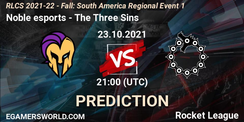 Prognoza Noble esports - The Three Sins. 23.10.21, Rocket League, RLCS 2021-22 - Fall: South America Regional Event 1
