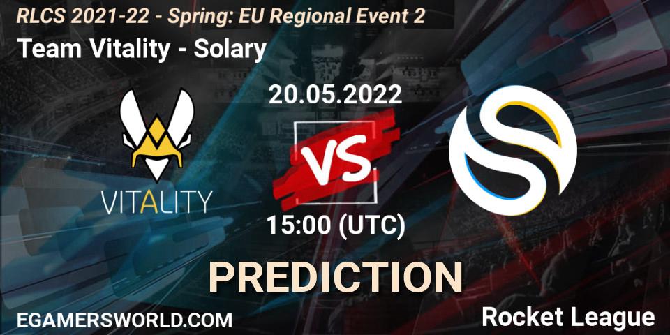 Prognoza Team Vitality - Solary. 20.05.2022 at 15:00, Rocket League, RLCS 2021-22 - Spring: EU Regional Event 2