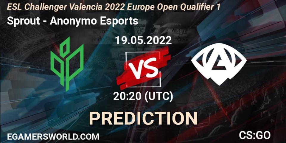 Prognoza Sprout - Anonymo Esports. 19.05.2022 at 20:20, Counter-Strike (CS2), ESL Challenger Valencia 2022 Europe Open Qualifier 1