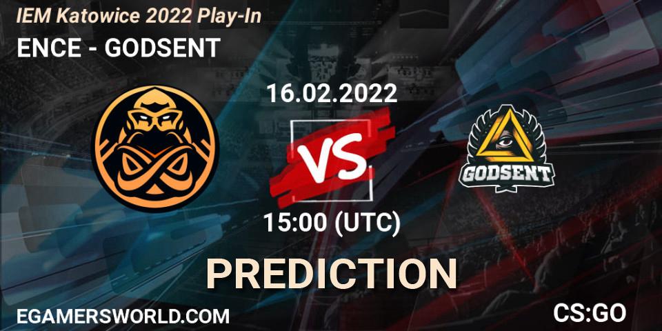 Prognoza ENCE - GODSENT. 16.02.2022 at 15:00, Counter-Strike (CS2), IEM Katowice 2022 Play-In