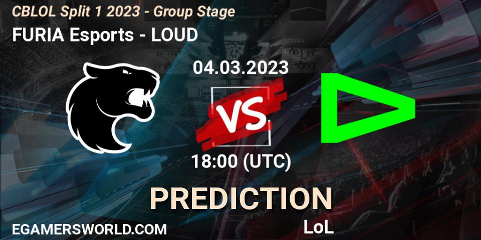 Prognoza FURIA Esports - LOUD. 04.03.2023 at 19:00, LoL, CBLOL Split 1 2023 - Group Stage