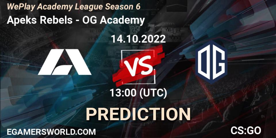 Prognoza Apeks Rebels - OG Academy. 14.10.2022 at 13:00, Counter-Strike (CS2), WePlay Academy League Season 6