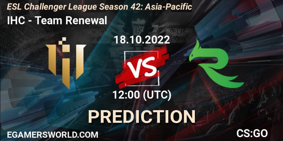 Prognoza IHC - Team Renewal. 18.10.22, CS2 (CS:GO), ESL Challenger League Season 42: Asia-Pacific