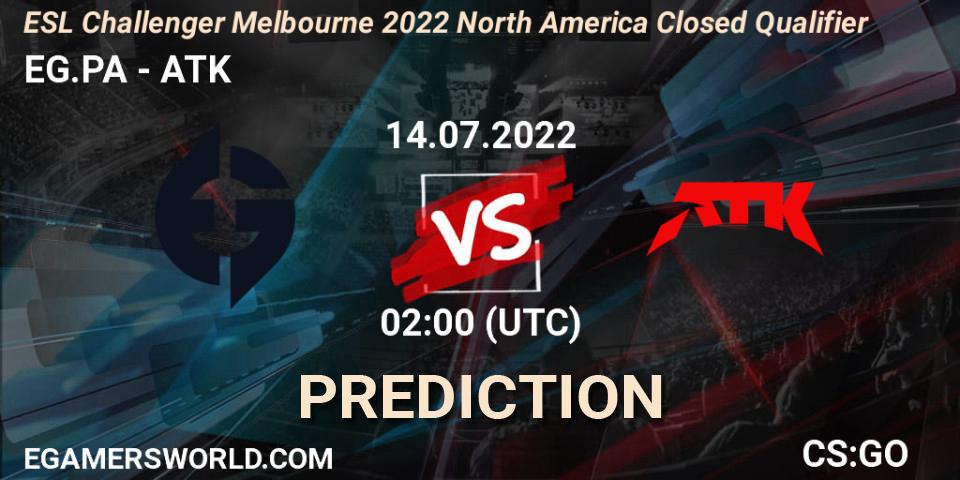 Prognoza EG.PA - ATK. 14.07.2022 at 02:00, Counter-Strike (CS2), ESL Challenger Melbourne 2022 North America Closed Qualifier