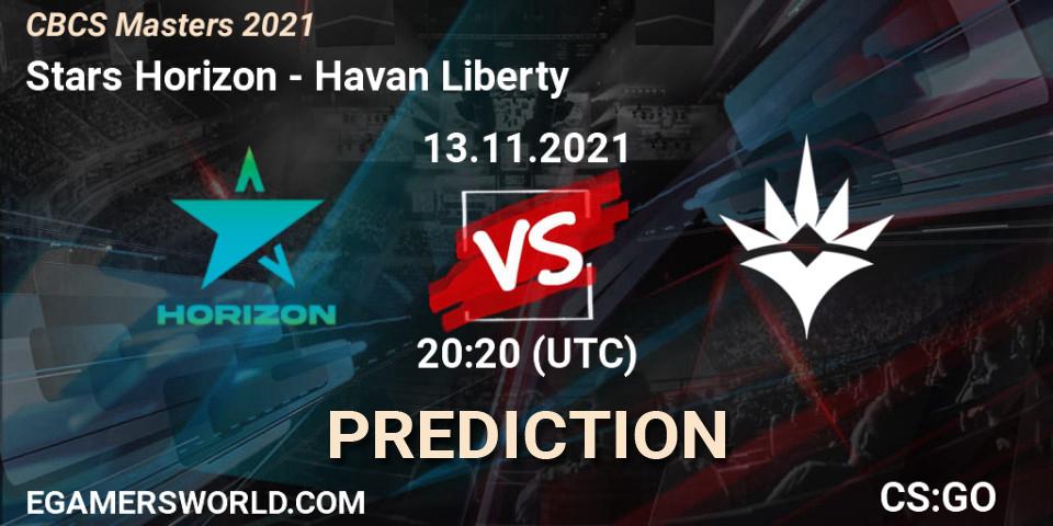 Prognoza Stars Horizon - Havan Liberty. 13.11.2021 at 20:20, Counter-Strike (CS2), CBCS Masters 2021