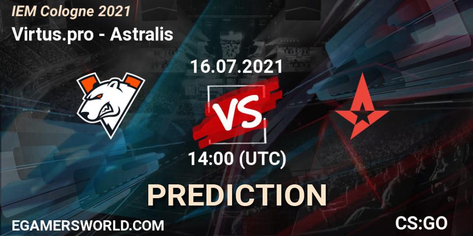 Prognoza Virtus.pro - Astralis. 16.07.2021 at 14:00, Counter-Strike (CS2), IEM Cologne 2021
