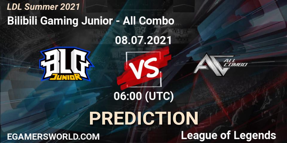 Prognoza Bilibili Gaming Junior - All Combo. 08.07.2021 at 06:00, LoL, LDL Summer 2021