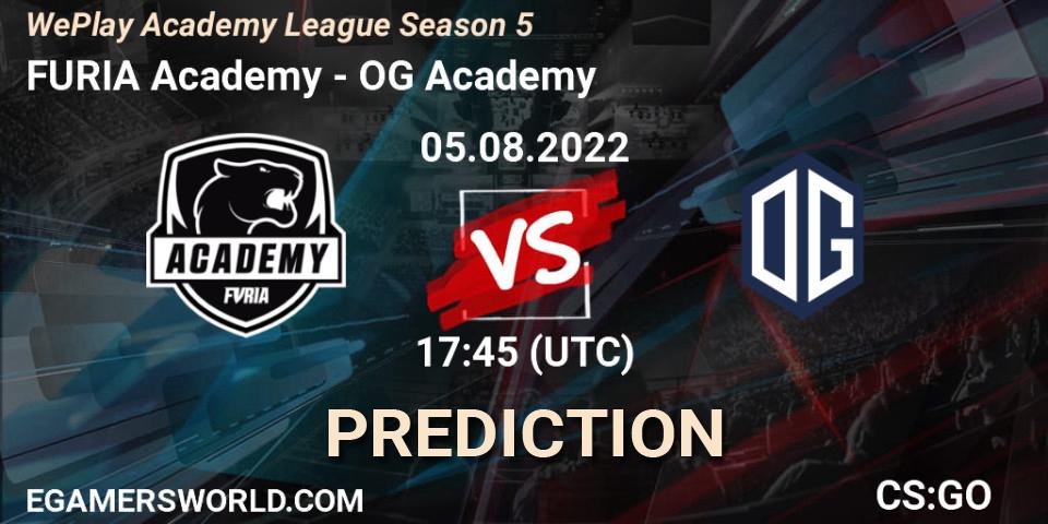 Prognoza FURIA Academy - OG Academy. 05.08.2022 at 17:45, Counter-Strike (CS2), WePlay Academy League Season 5