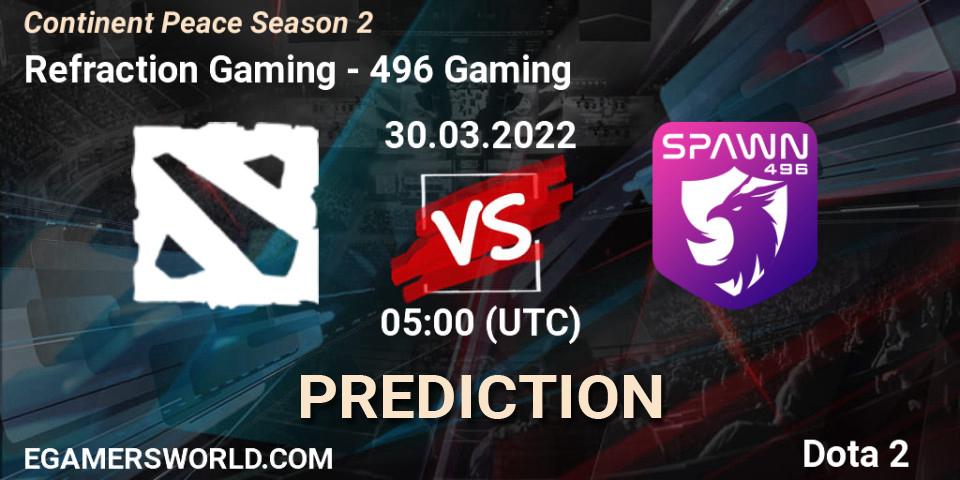 Prognoza Refraction Gaming - 496 Gaming. 31.03.22, Dota 2, Continent Peace Season 2 