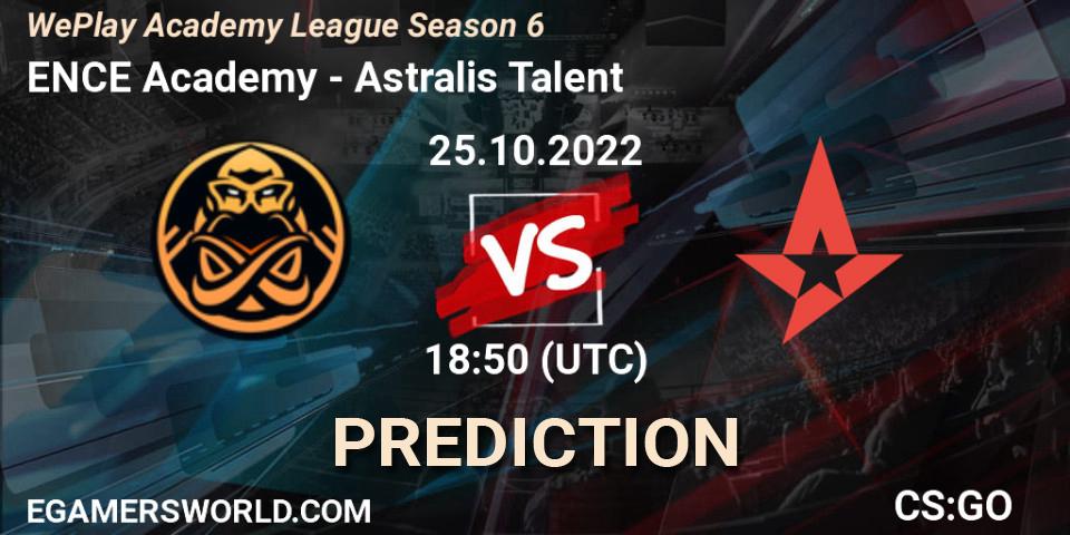 Prognoza ENCE Academy - Astralis Talent. 25.10.2022 at 19:20, Counter-Strike (CS2), WePlay Academy League Season 6