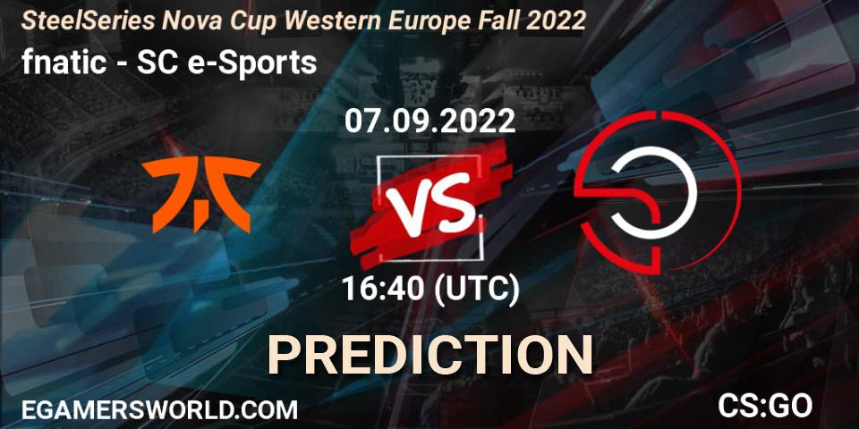 Prognoza fnatic - SC e-Sports. 07.09.2022 at 16:40, Counter-Strike (CS2), SteelSeries Nova Cup Western Europe Fall 2022
