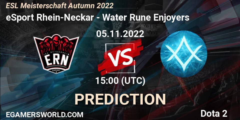 Prognoza eSport Rhein-Neckar - Water Rune Enjoyers. 05.11.2022 at 14:02, Dota 2, ESL Meisterschaft Autumn 2022