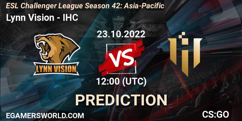 Prognoza Lynn Vision - IHC. 23.10.2022 at 12:00, Counter-Strike (CS2), ESL Challenger League Season 42: Asia-Pacific