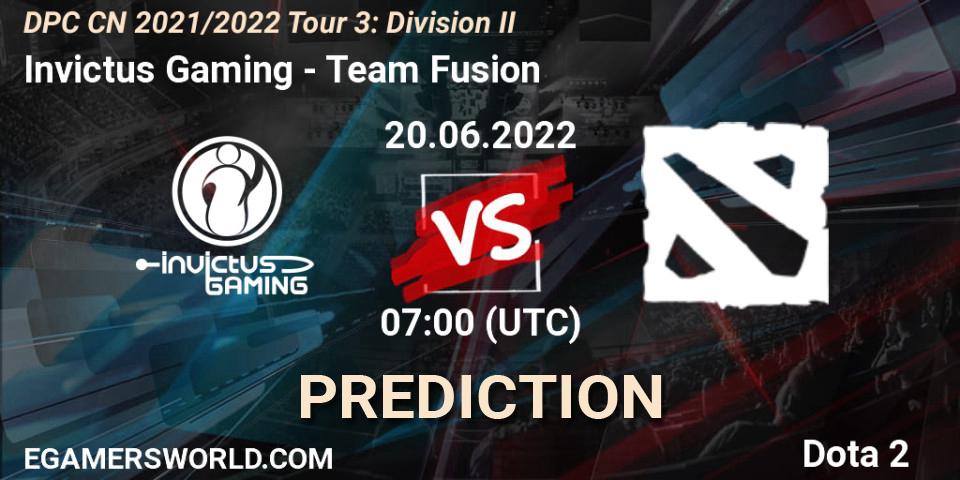Prognoza Invictus Gaming - Team Fusion. 20.06.2022 at 07:12, Dota 2, DPC CN 2021/2022 Tour 3: Division II