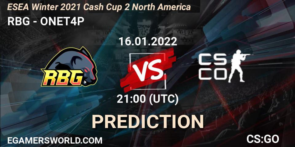 Prognoza RBG - ONET4P. 16.01.22, CS2 (CS:GO), ESEA Winter 2021 Cash Cup 2 North America