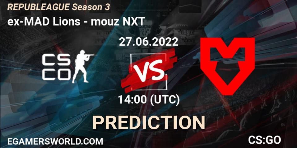Prognoza ex-MAD Lions - mouz NXT. 27.06.2022 at 14:00, Counter-Strike (CS2), REPUBLEAGUE Season 3