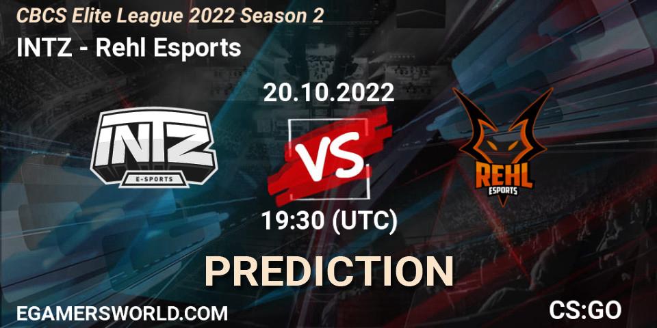 Prognoza INTZ - Rehl Esports. 20.10.2022 at 18:20, Counter-Strike (CS2), CBCS Elite League 2022 Season 2