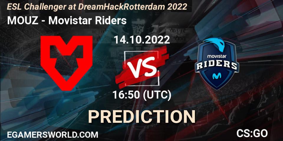 Prognoza MOUZ - Movistar Riders. 14.10.2022 at 17:55, Counter-Strike (CS2), ESL Challenger at DreamHack Rotterdam 2022