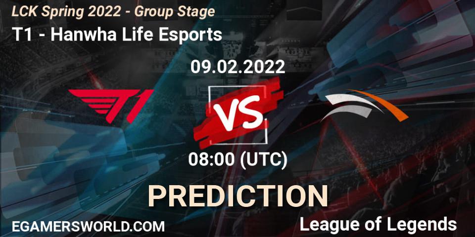 Prognoza T1 - Hanwha Life Esports. 09.02.2022 at 08:00, LoL, LCK Spring 2022 - Group Stage