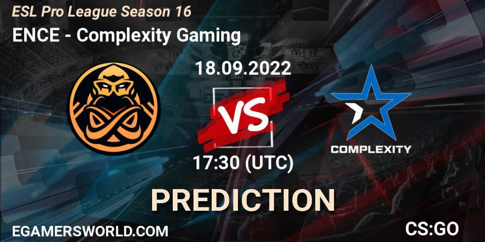 Prognoza ENCE - Complexity Gaming. 18.09.2022 at 17:30, Counter-Strike (CS2), ESL Pro League Season 16