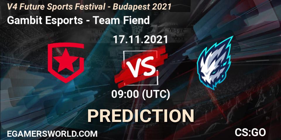 Prognoza Gambit Esports - Team Fiend. 17.11.2021 at 09:00, Counter-Strike (CS2), V4 Future Sports Festival - Budapest 2021