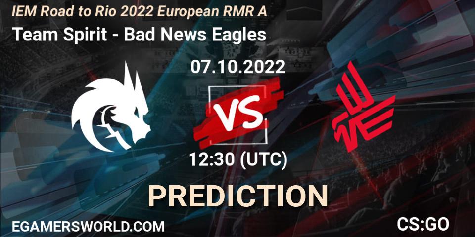 Prognoza Team Spirit - Bad News Eagles. 07.10.2022 at 12:30, Counter-Strike (CS2), IEM Road to Rio 2022 European RMR A