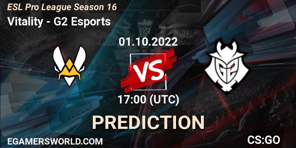 Prognoza Vitality - G2 Esports. 01.10.2022 at 18:00, Counter-Strike (CS2), ESL Pro League Season 16